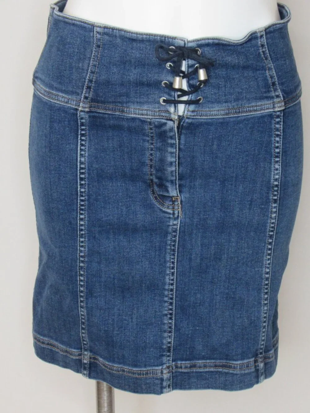 Free People Modern Femme Corset Lace Up Stretch Denim Mini Skirt Women's 8